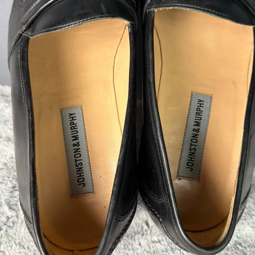 Johnston & Murphy Mens Black Leather Kiltie Tassel Loafers 11.5M 15-1979